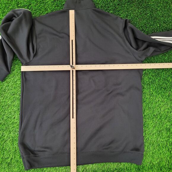 Adidas 1/4-Zip Track Jacket 2XL/3XL 26x33 Black Sleeve-Stripes - Picture 4 of 16